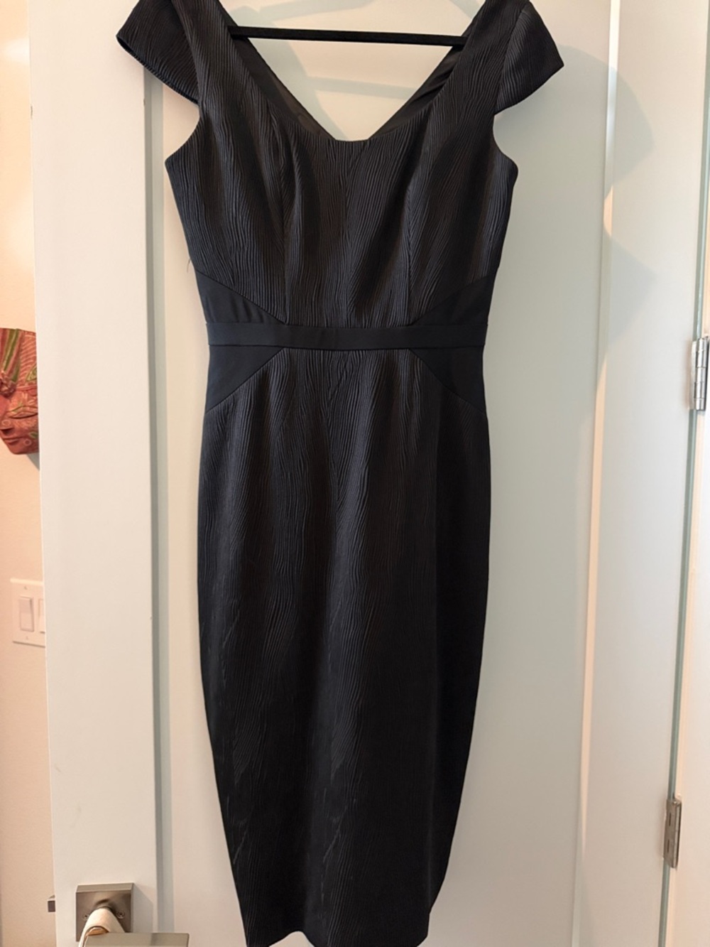 JAYGODFREY Black Textured V-Neck Midi Dress
